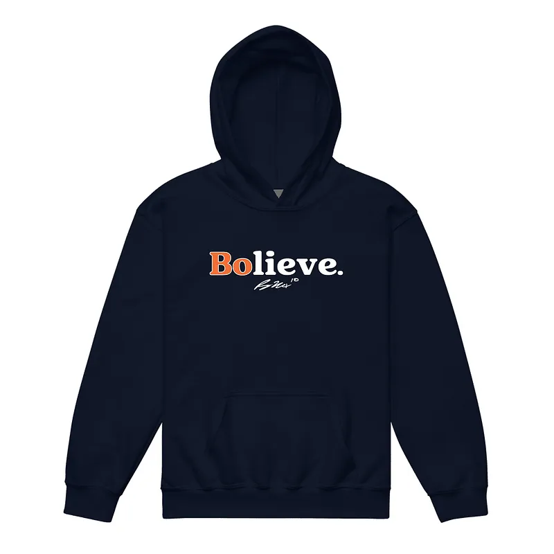 Bo Nix Bolieve Youth Hoodie Navy — Navy
