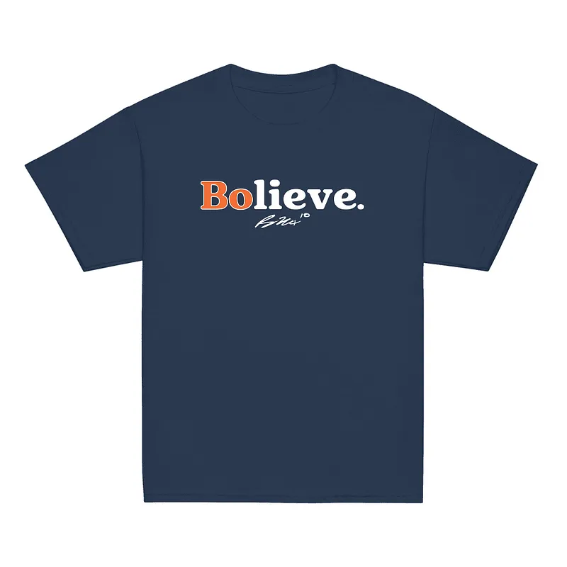 Bo Nix Bolieve Youth T-shirt Navy — Navy